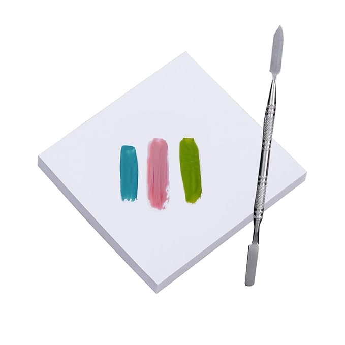 50 Sheets Disposable Nail Polish Palette Paper Nail Art Mixing Palette Papers Portable Waterproof Nail Art Makeup Palette Nail Gel Mixing Tool with Nail Palette Stirring Rod (50pcs)