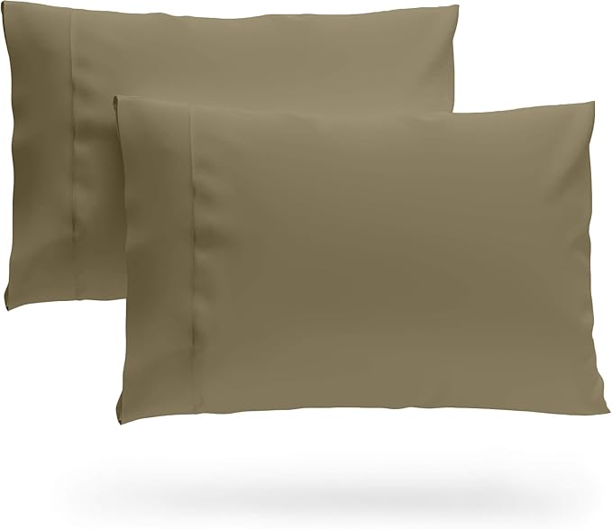 SKY BEDDINGS Queen Pillowcase Set of 2 - Soft Brushed Microfiber Pillow Cases with Envelope Clouser - Wrinkle-Free, Fade-Resistant Pillow Covers - 20 x 30 Inches, Taupe