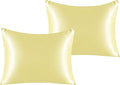 NTBAY 2 Pack Satin Standard Pillowcases for Hair and Skin, Luxurious and Silky Pillow Cases with Envelope Closure, 20x26 Inches, Light Yellow