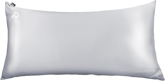 Dream Recovery Performance Silk Pillow Case with Zipper - 100% Silver Mulberry Silk Pillowcase for Hair and Skin - Naturally Cooling and Moisturizing - King Size - Slate
