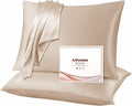 Adubor Silk Pillowcase 2 Pack for Hair and Skin with Hidden Zipper, Both Sides 23 Momme Silk Pillow Case (Beige, Standard: 20''x26'')