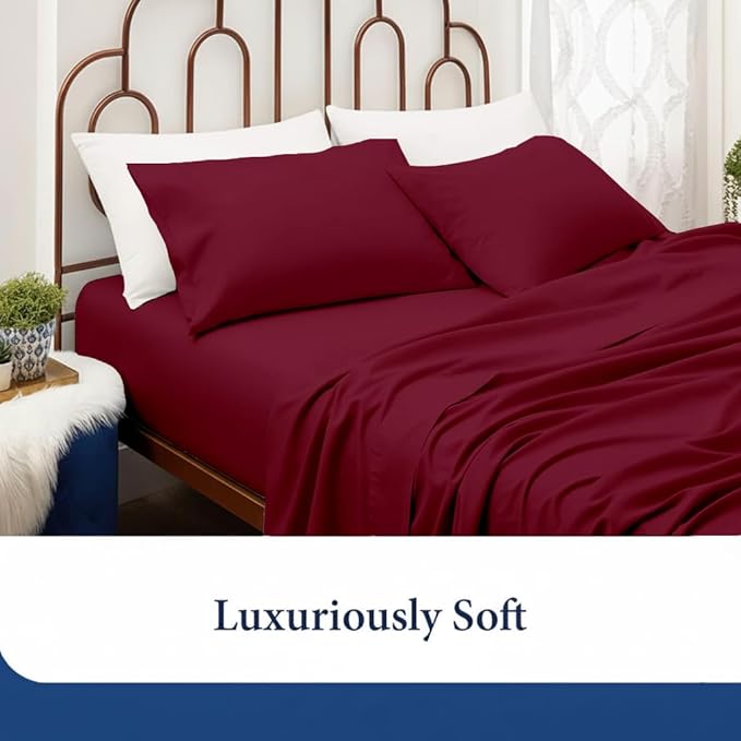 SKY BEDDINGS King Pillowcase Set of 2 - Soft Brushed Microfiber Pillow Cases with Envelope Clouser - Wrinkle-Free, Fade-Resistant Pillow Covers - 20 x 40 Inches, Burgundy