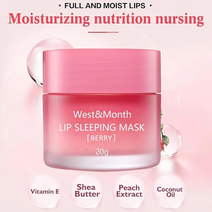 Lip Sleeping Mask,Night Repair Lip Mask,Hydrating & Prevention Dry and Cracked Lip Scrubs Exfoliator,Vitamin E Moisturizing Exfoliating Fade Lip Lines Lip Balm Jelly Lip Mask Lip (1 PCS)