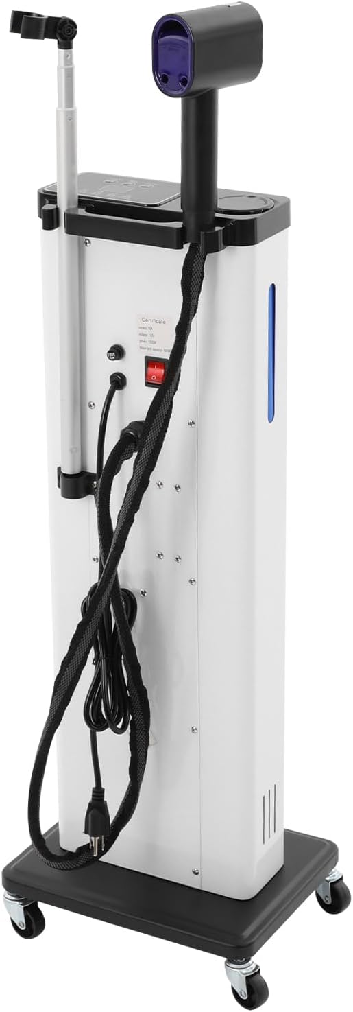 Nano Mist Hair Steamer, 1300W Professional Hair & Scalp Care Machine with 9 Steam Settings, 800ml Tank, Negative Ion & Blue Light Therapy, Rolling Stand for Salon & Home Use, Deep Conditioning, White