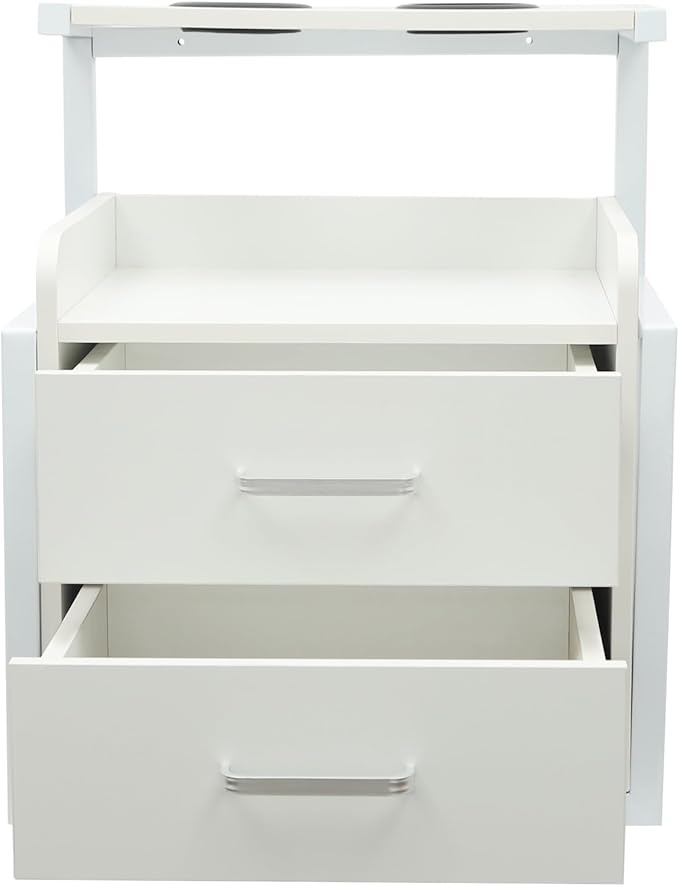 Suspended Salon Station for Hair Stylist, Wall Mounted Styling Salon Station Storage Cabinet w/2*Drawers &Hair Dryer Stand,Floating Nightstand Stylist Storage Cabinet for Home (Sliver+White)