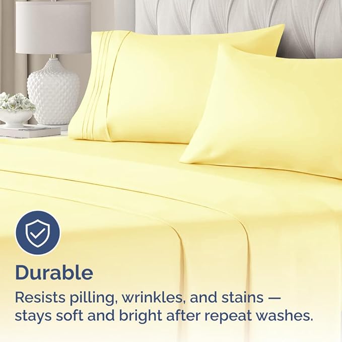 King Pillow Cases Set of 2 - Ultra Soft Hotel Quality Pillowcase Covers - Comfy, Cozy & Wrinkle Free - Shrinkage, Stain and Fade Resistant - Machine Washable Pillow Protectors - 2 Piece Set - Yellow