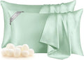 THXSILK Set of 2 100% Mulberry Silk Pillowcase for Hair and Skin, Grade 6A+ Mulberry Silk Pillow Cases Ultra-Soft, Hypoallergenic Pillow Case Cover with Zipper (Queen 20"x30", Turquoise Green)
