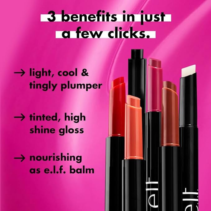 e.l.f. Pout Clout Lip Plumping Pen, Nourishing Lip Balm For Sheer Color & Shine, Plumps & Moisturizes, Vegan & Cruelty-Free, Wicked Cherry