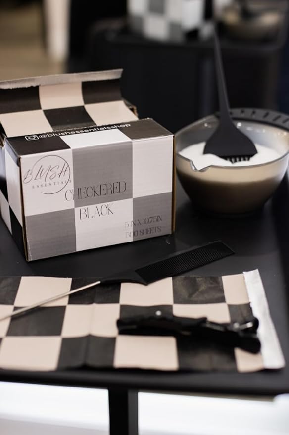 Checkered Black Hair Foils for Highlighting and Coloring - Aluminum Foil Sheets, Salon Hair Foils, 5"x10.75", 500 Foil Sheets for Professional Hair Stylists