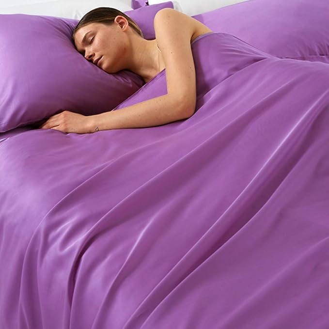 NTBAY Zippered Satin Pillow Cases for Hair and Skin, Luxury Standard Hidden Zipper Pillowcases Set of 2, 20x26 Inches, Purple
