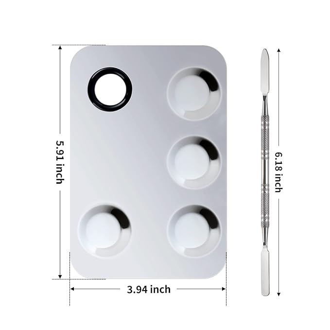 Upgrade Mixing Makeup Palette, Stainless Steel Cosmetic Palette with Spatula Tool, Nail-Art Cosmetic Palette for Mixing Cosmetic and Pigment