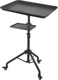 Salon Tray Cart on Wheels, Tattoo Tray with Storage Platform, Adjustable Height Service Rolling Tray, Storage Tray Trolley for Beauty Clinic Spa, Rolling Tray Cart