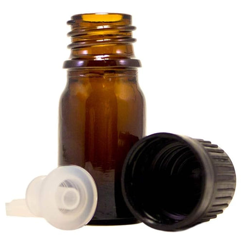5 ml (1/6 fl oz) Amber Glass Bottle with Euro Dropper (12 Pack)