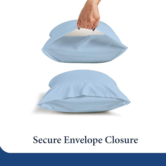SKY BEDDINGS King Pillowcase Set of 2 - Soft Brushed Microfiber Pillow Cases with Envelope Clouser - Wrinkle-Free, Fade-Resistant Pillow Covers - 20 x 40 Inches, Light Blue