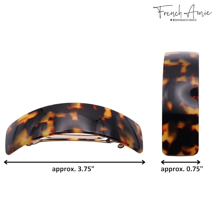 French Amie Curved Tokyo Large 3 ¾” Handmade Celluloid Automatic Volume Hair Clip Barrette (Tokyo)