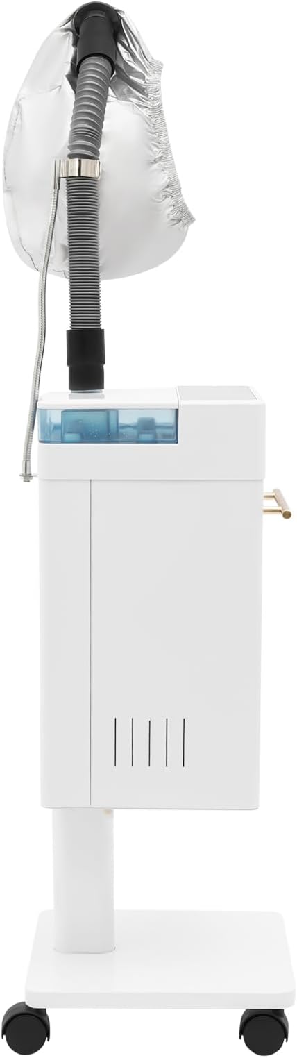 Professional Standing Hair Steamer, Nano Steam Hair Care Machine with Adjustable Time/Temp, Multifunctional Hair Care Equipment with Wheels for Salon & Home Use (White)