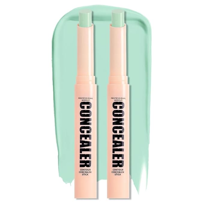 Kaely 2Pcs PROFESSIONAL MAKEUP Correcting Concealer Stick,Medium Coverage Concealer Crayon,under Eye Brightener Concealer for Dark Circles,corrector de ojeras,Lightweight,Vegan,09 GREEN