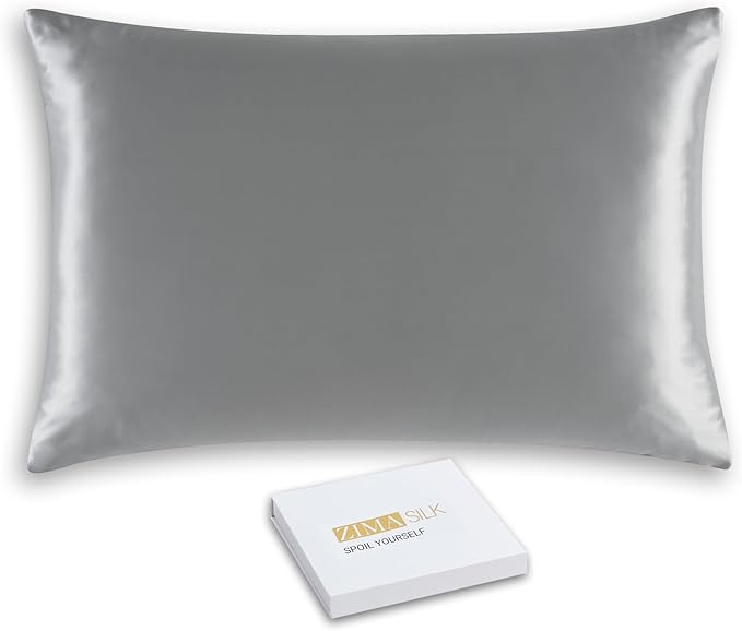 ZIMASILK 25 Momme 100% Pure Mulberry Silk Pillowcase for Hair and Skin Care, Highest Grade 6A Pillow Cases for Women, Long-Lasting Durablity, Gift for Women Men, 1Pc (King 20"x36", Iron Gray)