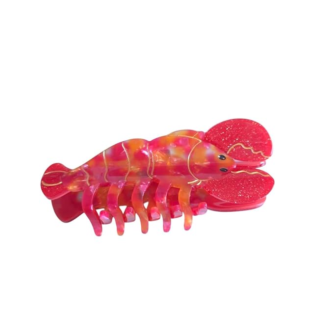 Cute Red Lobster Hair Clip,Funny Acetate Claw Clips for Women