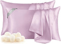THXSILK Set of 2 Silk Pillowcase for Hair and Skin, 100% Mulberry Silk Bed Pillowcase Ultra-Soft, Hypoallergenic Soft Breathable Silk Pillow Case with Hidden Zipper, King Size 20"x36", Light Purple