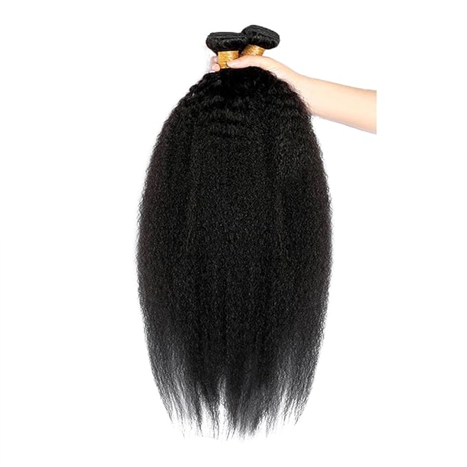 26 28 30 Inch Color 1B Bundles Human Hair Natural Black Yaki Straight Bundle Brazilian Virgin Remy Hair Extensions Niegmeag Double Weft Soft and Silky Color 1B Kinky Straight Bundle 300g