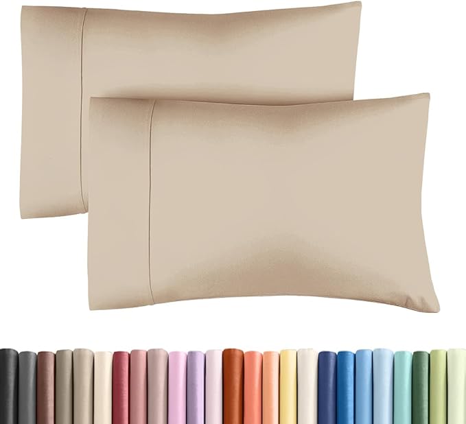 Queen Pillow Cases - 2 Pack - Super Soft Pillowcase Covers - Envelope Enclosure - Hotel Quality Pillow Protectors - Wrinkle Free, Fade, Shrink & Stain Resistant - Machine Washable - 20" x 30" (Cream)