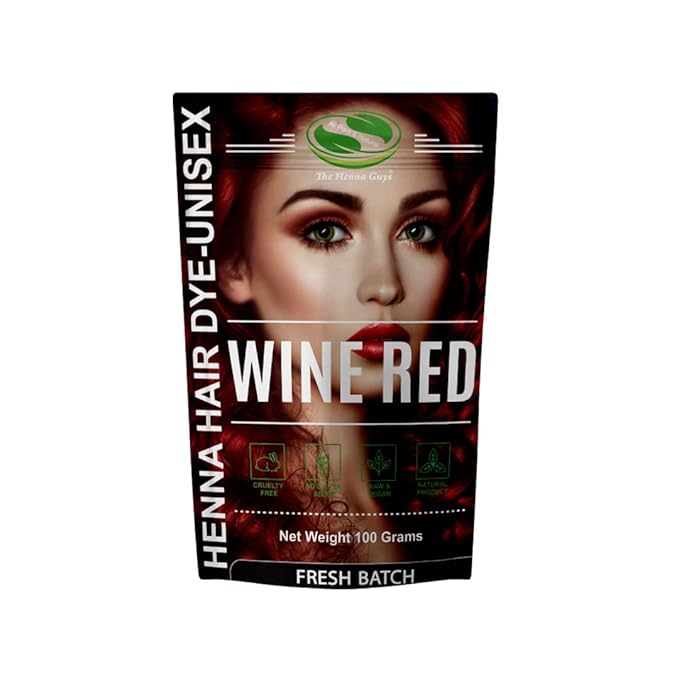 1 Pack Of Wine Red Henna Hair & Beard Color/Dye 100 Grams - Natural Hair Color, Plant-based Hair Dye - The Henna Guys