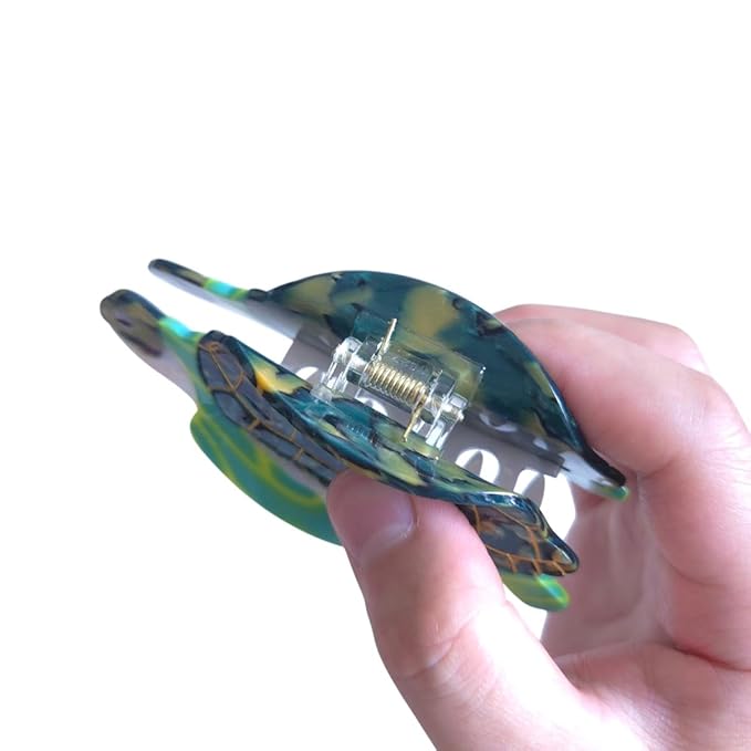 Cute Small Green Turtle Hair Clips,Novelty Acetate Ocean Turtle Claw Clip