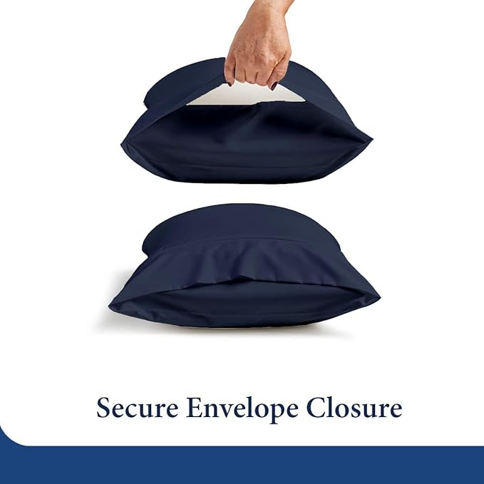 SKY BEDDINGS Queen Pillowcase Set of 2 - Soft Brushed Microfiber Pillow Cases with Envelope Clouser - Wrinkle-Free, Fade-Resistant Pillow Covers - 20 x 30 Inches, Navy Blue