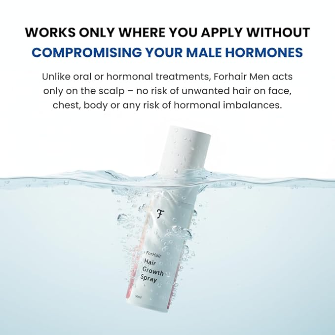 ForHair- Men Hair Growth Spray – Stimulates New Hair, Strengthens Follicles – Local Regrowth Action, No Unwanted Body Hair – Safe and Easy Alternative to Pills,Costly and Painful Treatments