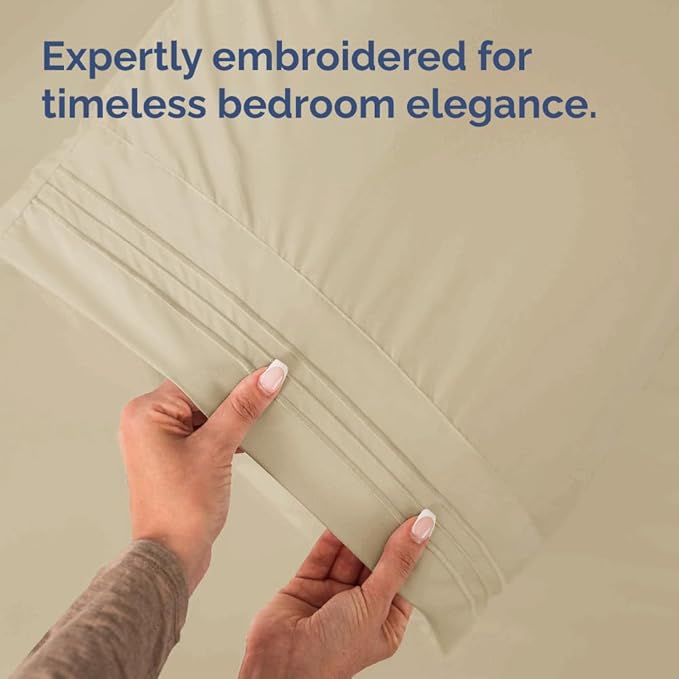 Queen Pillow Cases Set of 4 - Ultra Soft Hotel Quality Pillowcase Covers - Comfy, Cozy & Wrinkle Free - Shrinkage, Stain and Fade Resistant - Machine Washable Pillow Protectors - 4 Piece Set - Cream
