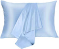 Silk Pillowcase for Hair and Skin 2 Pack 100% Mulberry Silk Bed Pillowcase Hypoallergenic Soft Breathable Both Sides Silk Pillow Case with Hidden Zipper, Pillow Cases (King, Blue)