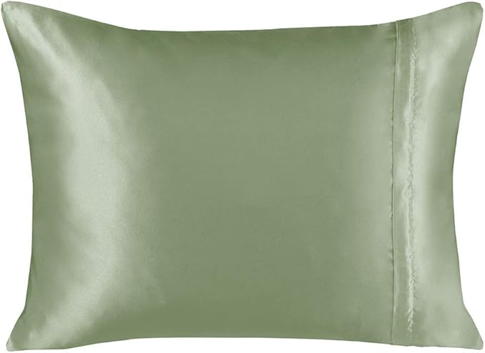 BLISSFORD Satin Pillowcase with Zipper, for Hair and Skin Care, Feels Soft and Cool Like a Silk Pillowcase, Satin Pillow Cases 2 Pack, Slik Pillow Cover, Sage Green - Queen Size - Set of 2