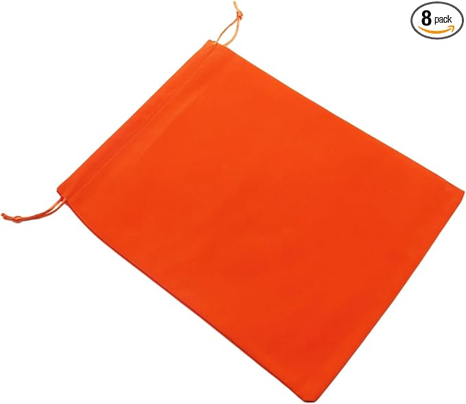 Aestivate 8 Pack Large Velvet Drawstring Pouch, Velvet Bag 8×10 Inch Storage Bag Cosmetics Pouches Dust Bag 8 Pieces(Orange)