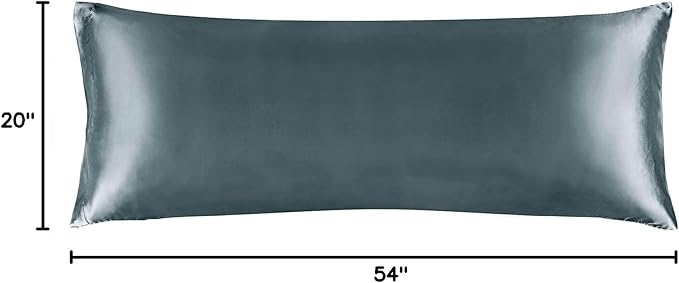 BEDELITE Satin Body Pillow Cover, Super Soft and Cooling Body Pillow Pillowcase for Hair and Skin, Breathable Silky Full Long Pillowcase Cover(20"x54", Space Grey)