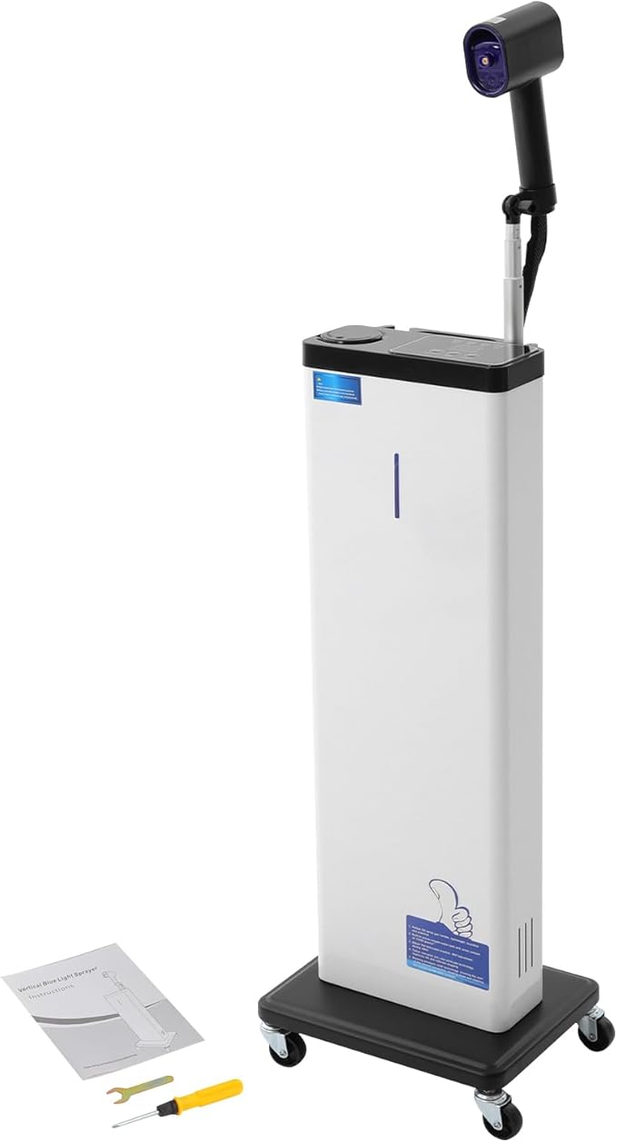 Nano Mist Hair Steamer, 1300W Professional Hair & Scalp Care Machine with 9 Steam Settings, 800ml Tank, Negative Ion & Blue Light Therapy, Rolling Stand for Salon & Home Use, Deep Conditioning, White