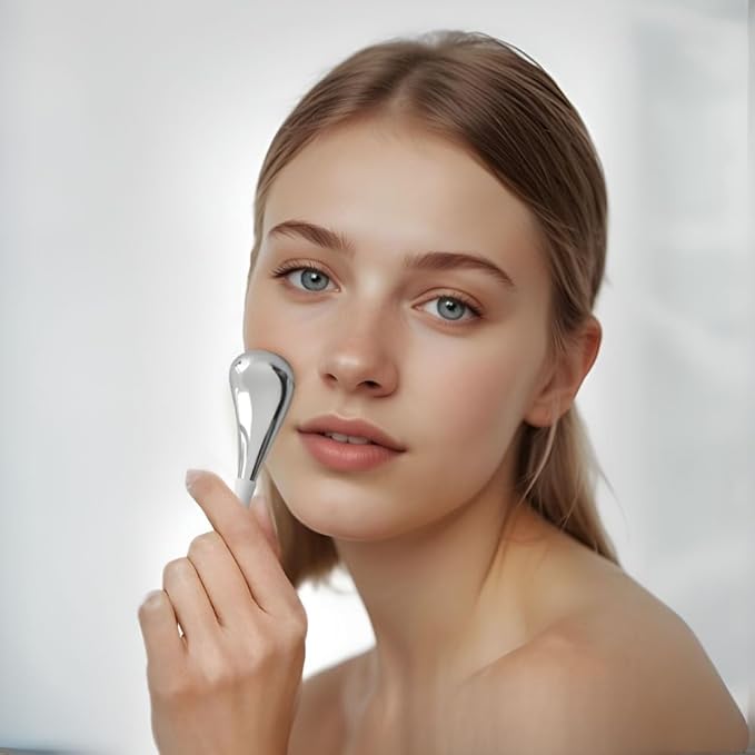 Ice Globes for Face & Eyes, Unbreakable Stainless Steel Cryo Sticks for Beauty Routines, Facials Cold Roller Cooling Globes for Puffiness, Wrinkles, Dark Circles, Headaches(White)