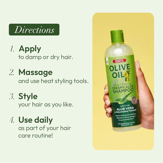 ORS Olive Oil Moisture Restore Creamy Aloe Shampoo Infused with Aleo Vera 12.5 Ounce (Pack of 3)