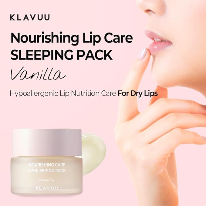 Klavuu Nourishing Care Lip Sleeping Pack (Vanila & Vanila) - Overnight Exfoliating & Nourishing Lip Mask for Dry Lips - Natural Moisturizing Lip Oil - Lip Treatment Balm to Repair & Protect Lips