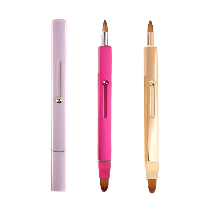 Lip Applicator Brush - 3 Pack Exquisite Professional Dustproof Retractable Lip Brush - Makeup Lipstick Lip Gloss Applicators (Pink Red Gold)
