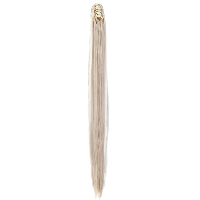 SWACC 28-Inch Long Straight Claw Clip Ponytail Extensions Synthetic Hair Extensions Ponytail Jaw Clip Hair Pieces for Women (Platinum Blonde)