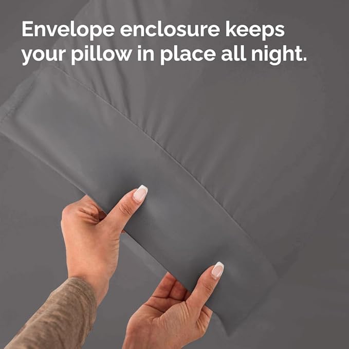 Standard Pillow Cases - 2 Pack - Super Soft Pillowcase Covers - Envelope Enclosure - Hotel Quality Pillow Protectors - Wrinkle Free, Shrink & Stain Resistant - Machine Washable - 20" x 26" (Dark Grey)