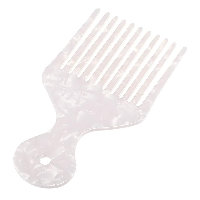 VOCOSTE Wide Tooth, Afro Hair Pick Comb, Hair Styling Tool for Men Women, Plastic, White, 4.8 Inch