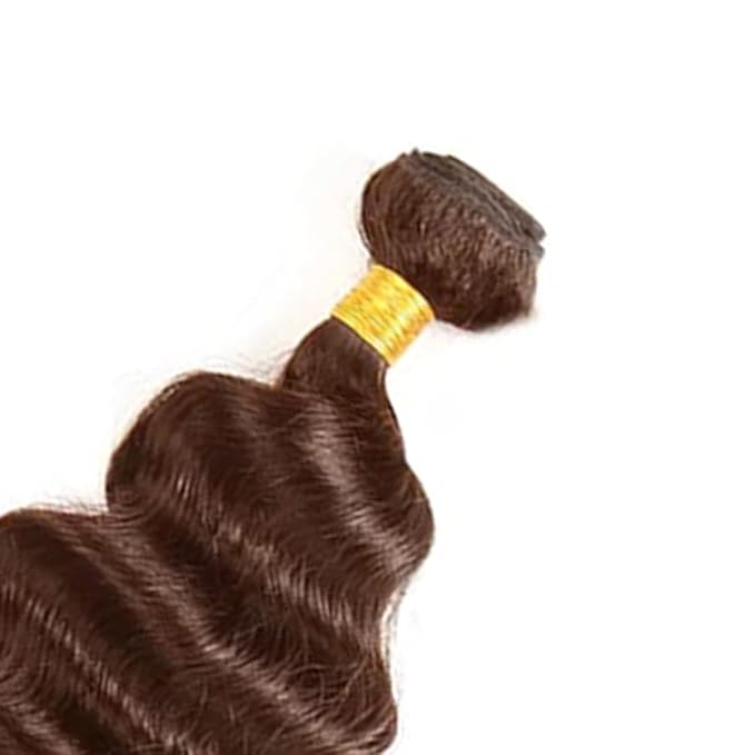 Brown Deep Wave Bundles Color 4 Human Hair Bundles Brazilian Virgin Soft and Silky Remy Hair Single Bundle 14 Inch Niegmeag Double Weft Color 4 Deep Wave Bundle 100g