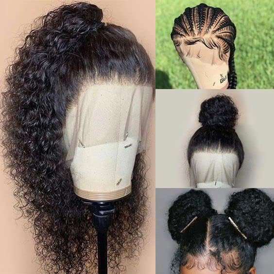 250% Density Deep Wave Human Hair Wig 13x6 Mongolian Lace Front Deep Curly Lace Front Wigs Human Hair Pre Plucked Deep Wave Frontal wig For Black Women Full And Thick (36 Inch, 13x6 Wig)