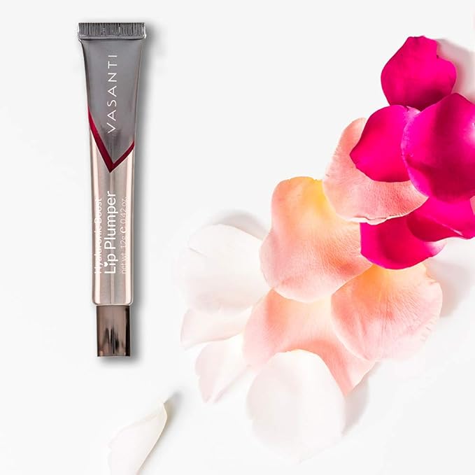 VASANTI Lip Plumper Hyaluronic Boost - Glossy Paraben-Free, Hydrates Softens and Volumizes Lips Natural Lip Enhancer (KISS ME QUICK - Clear)