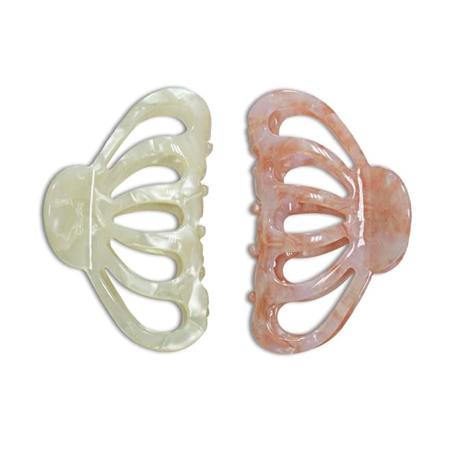 Fashion Tortoise Hair Clips for Women Resin Medium Hair Claw Clip for Fine Hair Non Slip Grip Hair Jaw Clips 2PCS in Set (Plain Tortoise Shell Hair Clips)