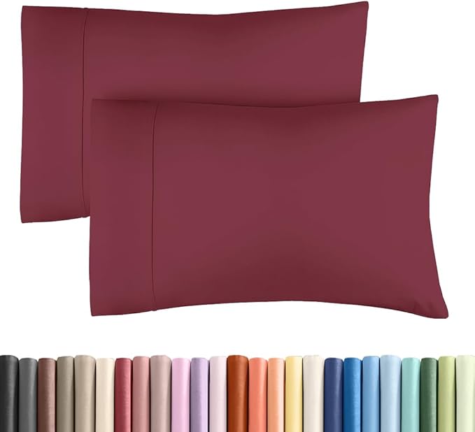 Queen Pillow Cases - 2 Pack - Super Soft Pillowcase Covers - Envelope Enclosure - Hotel Quality Pillow Protectors - Wrinkle Free, Shrink and Stain Resistant - Machine Washable - 20" x 30" (Burgundy)