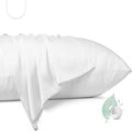 100% Mulberry Silk Pillowcase 2 Pack,Standard Size Silk Pillow Cases for Hair and Skin,Silky Smooth Bed Pillow Cover with Hidden Zipper,Natural Silk Pillow Case Set of 2 (White, Standard 20X26)