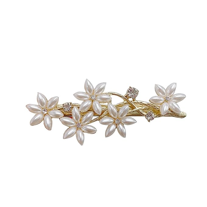 Pearl Flower Hair Clips Petal Duckbill Clip Gold Hair Clip for Wedding Brides Bridesmaid Pearl Pins Clips for Party Wedding Daily